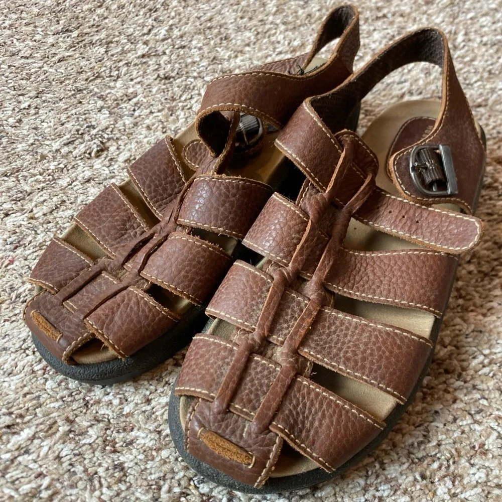 Hush Puppies All Star Fisherman Sandals Brown Leather Size 11